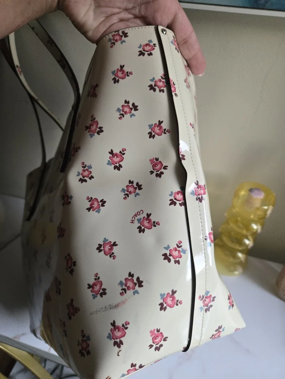 🌸EUC Coach Market Floral Bloom Patent Leather Large Tote Bag🌸